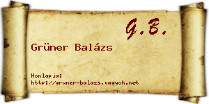 Grüner Balázs névjegykártya